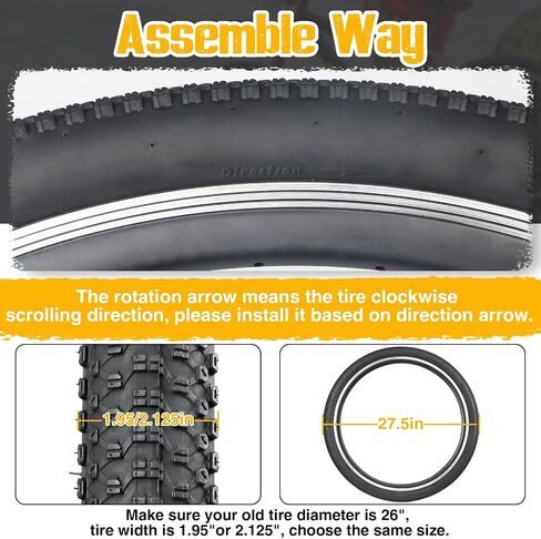 ZUKKA Bike Tire 26/27.5 x 2.125 Bike Tire 1/2 Pack Mountain Bike Tire Folding Replacement Tire for MTB Mountain Bike, BMX Bicycle Commuter Bike in Saudi Arabia