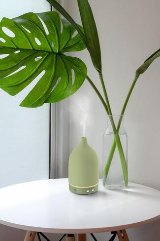 Serene House Vapor, Ultrasonic Essential Oil Cool Mist Diffuser – 7-Color Calming LED Light, Timer Control, Automatic Shut-Off – Green Ceramic, 90ml in Saudi Arabia