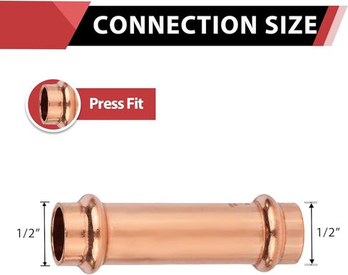 (عبوة من 10) تركيبات توصيل ممتدة مقاس 1/2 بوصة × 1/2 بوصة من النحاس، بدون توقف in Kuwait