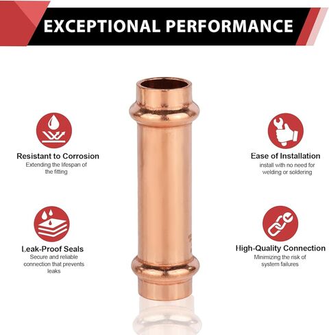 (عبوة من 10) تركيبات توصيل ممتدة مقاس 1/2 بوصة × 1/2 بوصة من النحاس، بدون توقف in Kuwait