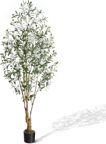 Tall Faux Olive Tree 6FT, Realistic Tall Silk Olive Trees with Branches,Fruits and Dried Moss, Large Artificial Olive Trees for Modern Home Office Living Room Floor Decor Indoor in Saudi Arabia