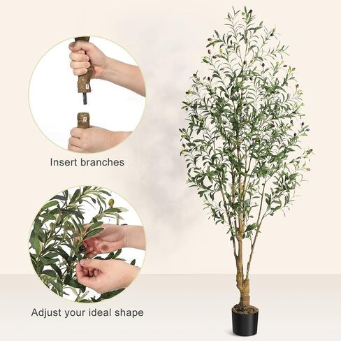 Tall Faux Olive Tree 6FT, Realistic Tall Silk Olive Trees with Branches,Fruits and Dried Moss, Large Artificial Olive Trees for Modern Home Office Living Room Floor Decor Indoor in Saudi Arabia