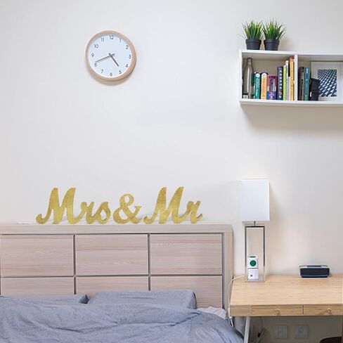 Mr & Mrs Wooden Letters for Wedding Table, Golden Large Mr. and Mrs. Sweetheart Table Decoration, Mister and Miss Wood Sign， Mr and Ms Wedding Present (Mr&Mrs-Golden) in Saudi Arabia