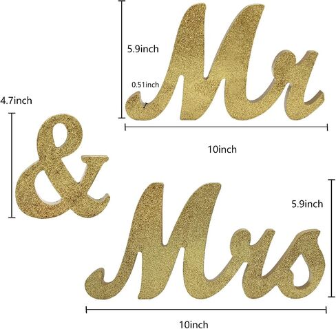 Mr & Mrs Wooden Letters for Wedding Table, Golden Large Mr. and Mrs. Sweetheart Table Decoration, Mister and Miss Wood Sign， Mr and Ms Wedding Present (Mr&Mrs-Golden) in Saudi Arabia