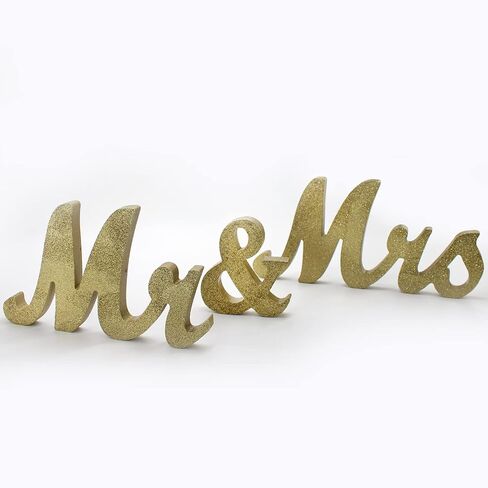 Mr & Mrs Wooden Letters for Wedding Table, Golden Large Mr. and Mrs. Sweetheart Table Decoration, Mister and Miss Wood Sign， Mr and Ms Wedding Present (Mr&Mrs-Golden) in Saudi Arabia