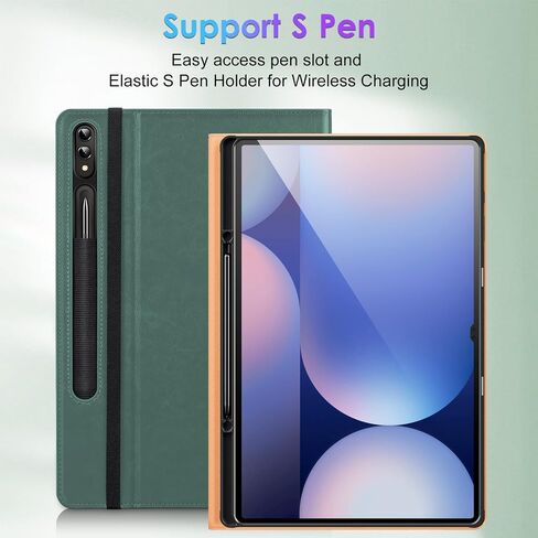DTTO for Samsung Galaxy Tab S10 Ultra / S9 Ultra / S8 Ultra Case 2024/2023/2022, Premium Leather Business Folio Stand Cover with S Pen Holder for 14.6 Inch Tablet, Auto Wake/Sleep, Midnight Green in Saudi Arabia