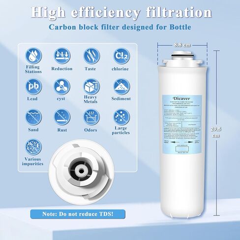 فلتر مياه 51300C، بديل لفلتر Elkay 51300C EWF3000 بواسطة NSF/ANSI 42 معتمد، متوافق مع محطات الزجاجات البديلة لفلتر Ezh2o، فلتر 51300C عالي السعة 3000 جالون (بدون رقاقة) in Kuwait