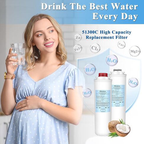 فلتر مياه 51300C، بديل لفلتر Elkay 51300C EWF3000 بواسطة NSF/ANSI 42 معتمد، متوافق مع محطات الزجاجات البديلة لفلتر Ezh2o، فلتر 51300C عالي السعة 3000 جالون (بدون رقاقة) in Kuwait