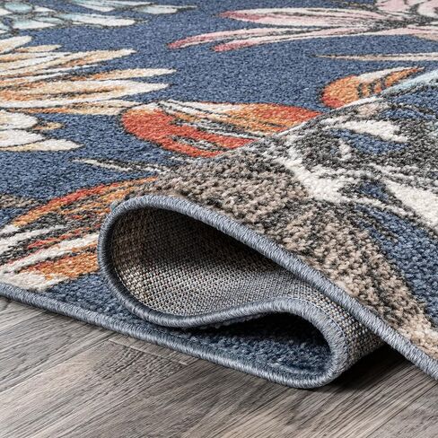 JONATHAN Y CTP202B-28 Giglio Modern Botanical Flower Indoor Area-Rug, Contemporary Floral Tropical Easy-Cleaning,Bedroom,Kitchen,Living Room,Non Shedding 2 X 8, Orange/Blue/Cream in Saudi Arabia