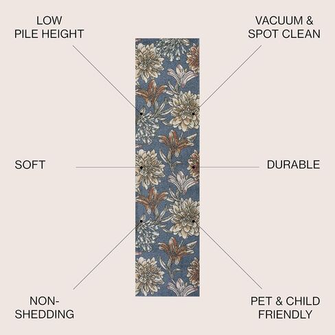 JONATHAN Y CTP202B-28 Giglio Modern Botanical Flower Indoor Area-Rug, Contemporary Floral Tropical Easy-Cleaning,Bedroom,Kitchen,Living Room,Non Shedding 2 X 8, Orange/Blue/Cream in Saudi Arabia