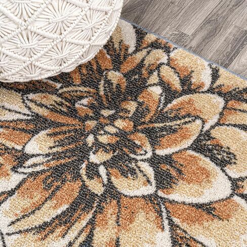 JONATHAN Y CTP202B-28 Giglio Modern Botanical Flower Indoor Area-Rug, Contemporary Floral Tropical Easy-Cleaning,Bedroom,Kitchen,Living Room,Non Shedding 2 X 8, Orange/Blue/Cream in Saudi Arabia