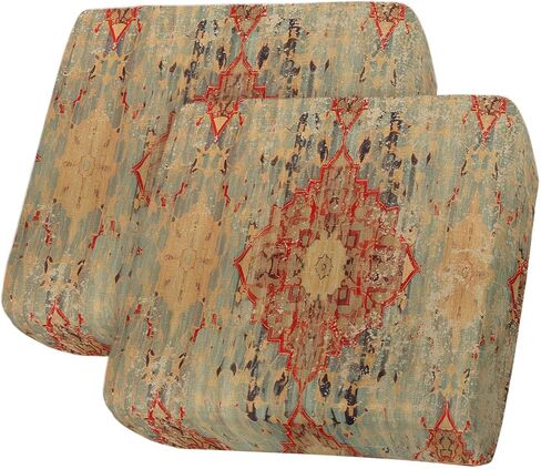 Western Rustic Stretch Couch Sofa Cushion Covers,Sectional/Individual/L/T Shape Sofa Couch Slipcover Furniture Slip Cover with Elastic Bottom,Vintage Shabby Chic Tribal Patterns Ethnic S Size 2-PC in Saudi Arabia