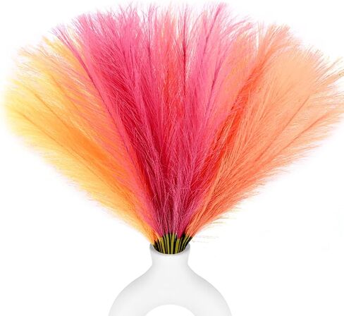 30pcs Faux Pampas Grass Pink Orange Decor, 17.7inch Short Artificial Pompous Grass Fluffy Fake Pompas Grass Branches Vase Filler Flower Arrangement for Home Party Wedding Christmas Decoration in Saudi Arabia