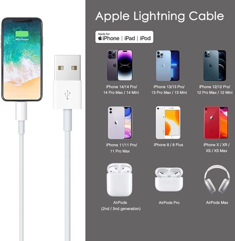 Short CarPlay Lightning Cable, USB A to Lightning Cable for Apple iPhone 14, 14 Plus, 14 Pro Max, 13, SE 2nd/12/11 /Xs/XR/8/7, iPad 4/5/ 6/7/8, Mini 2/3/4/5, Air 2/3 Charger Cord, Car Charging Cable in Saudi Arabia