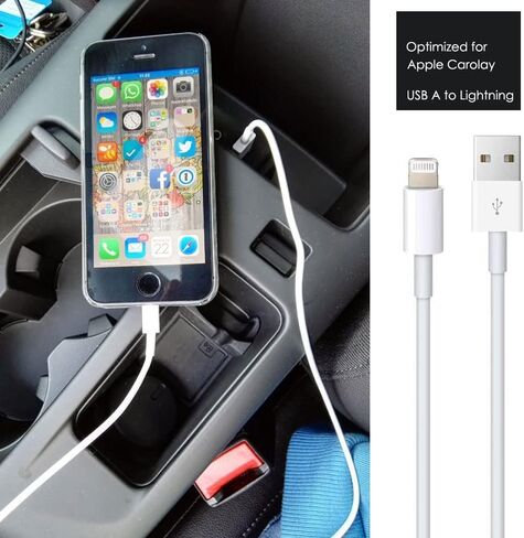 Short CarPlay Lightning Cable, USB A to Lightning Cable for Apple iPhone 14, 14 Plus, 14 Pro Max, 13, SE 2nd/12/11 /Xs/XR/8/7, iPad 4/5/ 6/7/8, Mini 2/3/4/5, Air 2/3 Charger Cord, Car Charging Cable in Saudi Arabia