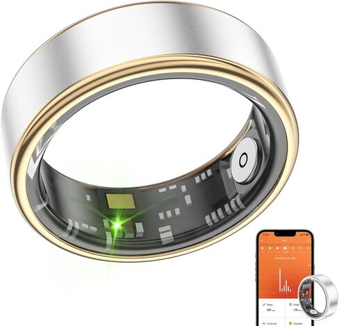 Smart Ring Health Fitness Tracker, Size First with Sizing Kit, Activity & Sleep Tracker/Stress/Heart Rate Monitor, Waterproof Smart Ring for Men/Women, No App Subscription in Kuwait