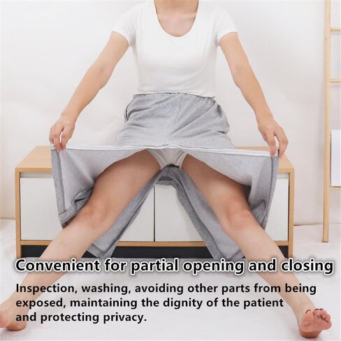 Zipper Patient Clothing,Patient Care Pants,Full Open Post Surgery Pants,Leg Post Surgery Pant Suit for Home Care,Post Surgery,Dialysis,Elderly,Fracture,Disability,Rehab(Cropped,Grey,M) in Saudi Arabia