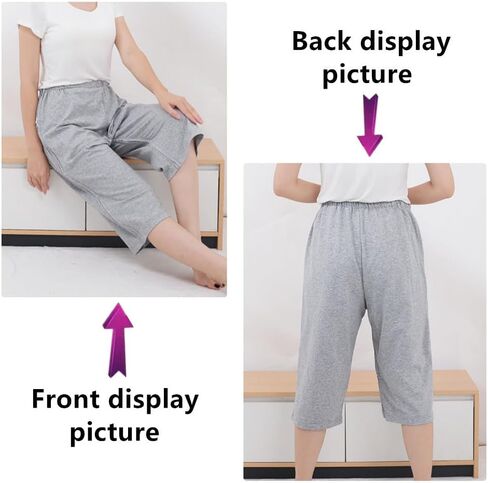 Zipper Patient Clothing,Patient Care Pants,Full Open Post Surgery Pants,Leg Post Surgery Pant Suit for Home Care,Post Surgery,Dialysis,Elderly,Fracture,Disability,Rehab(Cropped,Grey,M) in Saudi Arabia