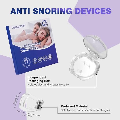 Anti Snoring Devices, Snore Stopper with Adjustable Magnet, Silicone Nose Clip Stop Snoring, Effective to Relieve Snoring, Snoring Solution Comfortable and Quieter Sleep, White, M in Kuwait