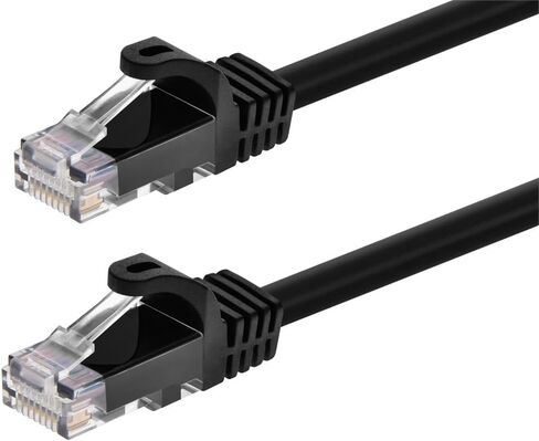 Monoprice Cat5e Ethernet Patch Cable - Snagless RJ45, Stranded, 350Mhz, UTP, 24AWG, 3 Feet, Black - Flexboot Series in Saudi Arabia