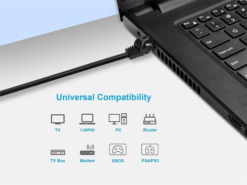 Monoprice Cat5e Ethernet Patch Cable - Snagless RJ45, Stranded, 350Mhz, UTP, 24AWG, 3 Feet, Black - Flexboot Series in Saudi Arabia