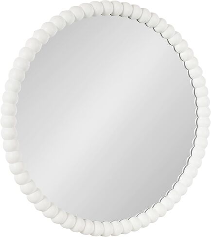 Kate and Laurel Bronte Modern Glam Round Beaded Wall Mirror, 28 Inch Diameter, White, Transitional Circle Mirror for Use as Vanity Bathroom Mirror or Cute Nursery Mirror Decor in Saudi Arabia