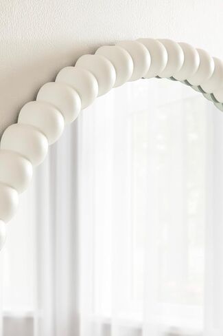 Kate and Laurel Bronte Modern Glam Round Beaded Wall Mirror, 28 Inch Diameter, White, Transitional Circle Mirror for Use as Vanity Bathroom Mirror or Cute Nursery Mirror Decor in Saudi Arabia