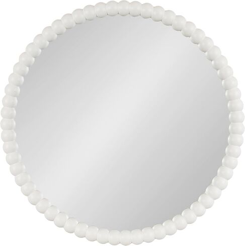 Kate and Laurel Bronte Modern Glam Round Beaded Wall Mirror, 28 Inch Diameter, White, Transitional Circle Mirror for Use as Vanity Bathroom Mirror or Cute Nursery Mirror Decor in Saudi Arabia