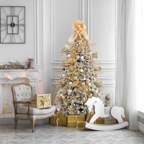 100ct Christmas Ball Ornaments Set - Assorted Shatterproof Hanging Tree Ornament Set with Reusable Hand-held Gift Package for Xmas Tree Holiday Party and Home Decor (Gold) in Saudi Arabia