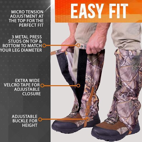 Adjustable Leg Gaiters - Lightweight, Waterproof - Leg Guards for Men & Women - Hiking Essentials Ideal for Hunting, Trekking & Fishing - 1 Pair in Kuwait