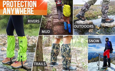 Adjustable Leg Gaiters - Lightweight, Waterproof - Leg Guards for Men & Women - Hiking Essentials Ideal for Hunting, Trekking & Fishing - 1 Pair in Kuwait