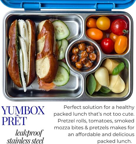 Yumbox Prêt Stainless Steel Bento Lunch Box with Leakproof Lid, Durable, Reusable Food Container, Ideal for Sandwiches & Snacks ((Normandy Blue) in Kuwait