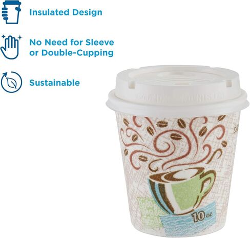 Dixie PerfecTouch 12 oz. Insulated Paper Hot Coffee Cup and Lid Set by GP PRO (Georgia-Pacific) Coffee Haze and White, 5342COMBO600, 300 Cups and 300 Lids (50 Cups and Lids Per Pack, 6 Packs Per Case) in Saudi Arabia