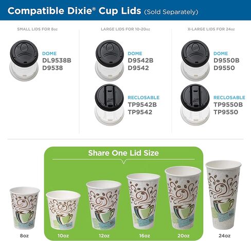 Dixie PerfecTouch 12 oz. Insulated Paper Hot Coffee Cup and Lid Set by GP PRO (Georgia-Pacific) Coffee Haze and White, 5342COMBO600, 300 Cups and 300 Lids (50 Cups and Lids Per Pack, 6 Packs Per Case) in Saudi Arabia