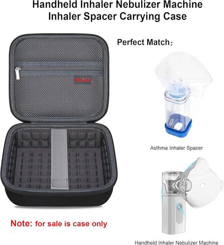 حقيبة حمل Elonbo لجهاز استنشاق الاستنشاق المحمول، حقيبة تخزين جهاز استنشاق الربو، حقيبة تنظيم السفر بفاصل الاستنشاق، أسود in Kuwait