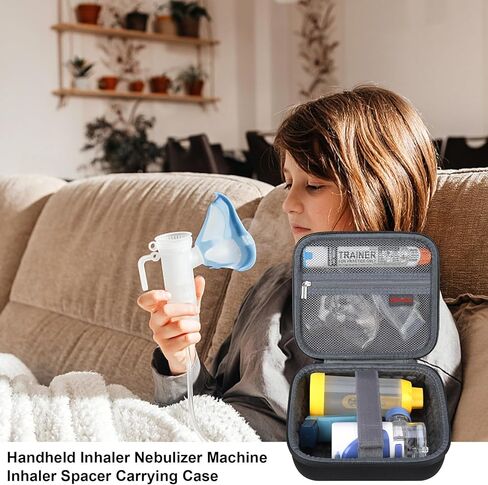 حقيبة حمل Elonbo لجهاز استنشاق الاستنشاق المحمول، حقيبة تخزين جهاز استنشاق الربو، حقيبة تنظيم السفر بفاصل الاستنشاق، أسود in Kuwait