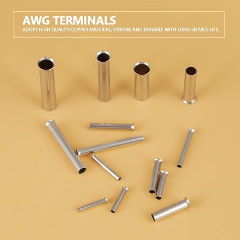 700 قطعة 14 قيمة 10‑22 AWG مجموعة متنوعة من أطراف النحاس الطويق غير المعزولة لكابل الأسلاك مع صندوق تخزين للربط الكهربائي DIY والمحطات الطرفية in Saudi Arabia