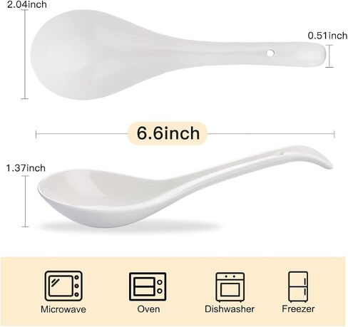 Porcelain Soup Spoons Set of 4, Ceramic Chinese Soup Spoons 6.6 Inch, Asian Soup Spoons, Japanese Ramen Spoons, White in Saudi Arabia