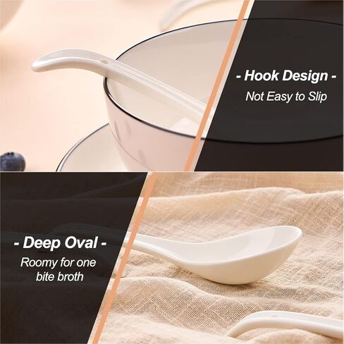 Porcelain Soup Spoons Set of 4, Ceramic Chinese Soup Spoons 6.6 Inch, Asian Soup Spoons, Japanese Ramen Spoons, White in Saudi Arabia