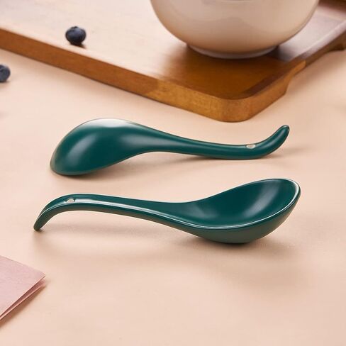 Porcelain Soup Spoons Set of 4, Ceramic Chinese Soup Spoons 6.6 Inch, Asian Soup Spoons, Japanese Ramen Spoons, White in Saudi Arabia