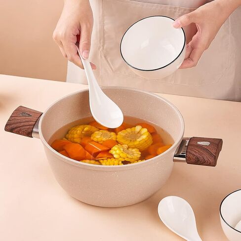 Porcelain Soup Spoons Set of 4, Ceramic Chinese Soup Spoons 6.6 Inch, Asian Soup Spoons, Japanese Ramen Spoons, White in Saudi Arabia