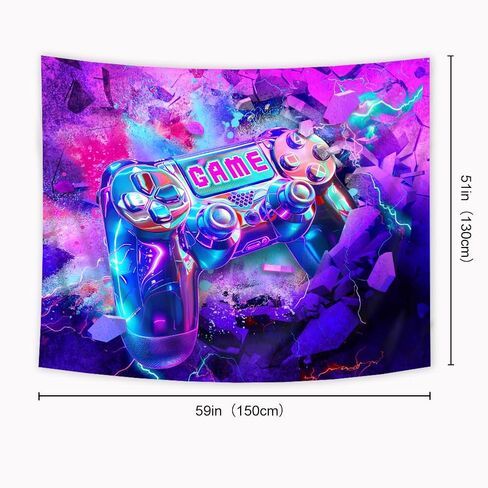 Riyidecor Kids Boys Gaming Tapestry 59Wx51H Inch Gamer Video Games Controller Gamepad Neon Colorful Brick Wall Wall Hanging Cool Funny Teens Men Modern Home Dorm Decor Art Living Room Bedroom in Saudi Arabia