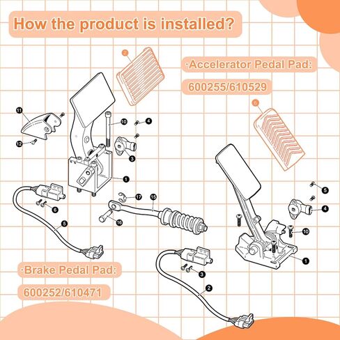 ZLX&LU EZGO Accelerator & Brake Pedal Pad Cover, Golf Cart Accessories, OEM#: 600252/610471, 600255/610529, Suitable for 2008-UP EZGO RXV Gas and Electric Golf Cart in Saudi Arabia