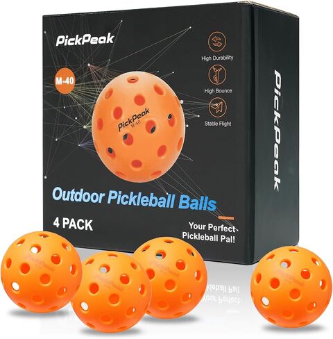 Outdoor Pickleball Balls, 4 Pack| 12 Pack 40 Holes Premium Pickle Balls 2024 Quiet Pickleballs for All Levels Sport Durable and High Visibility Ball Usapa Standard in Saudi Arabia