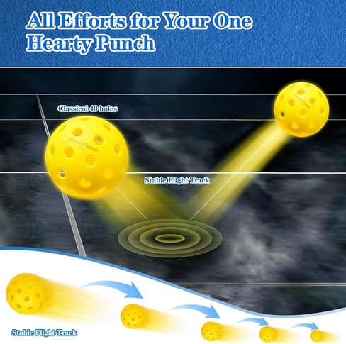 Outdoor Pickleball Balls, 4 Pack| 12 Pack 40 Holes Premium Pickle Balls 2024 Quiet Pickleballs for All Levels Sport Durable and High Visibility Ball Usapa Standard in Saudi Arabia