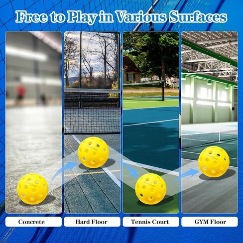 Outdoor Pickleball Balls, 4 Pack| 12 Pack 40 Holes Premium Pickle Balls 2024 Quiet Pickleballs for All Levels Sport Durable and High Visibility Ball Usapa Standard in Saudi Arabia