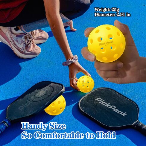 Outdoor Pickleball Balls, 4 Pack| 12 Pack 40 Holes Premium Pickle Balls 2024 Quiet Pickleballs for All Levels Sport Durable and High Visibility Ball Usapa Standard in Saudi Arabia