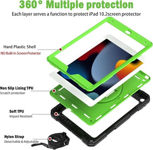 حافظة BMOUO iPad الجيل التاسع، حافظة iPad 8th/7th، حافظة iPad 10.2، مقاومة للصدمات هجينة [حامل دوار 360 درجة] [حزام اليد] [حامل قلم رصاص] حافظة أطفال لجهاز iPad الجديد 10.2 بوصة 2021/2020/2019 - أرجواني in Kuwait