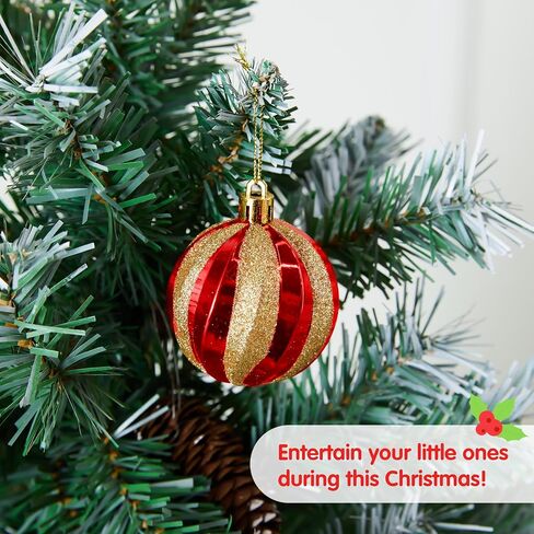 JOIEDOMI 30 Pcs 2.36" Christmas Balls Ornaments Set, Red & Gold Christmas Tree Decorations, Xmas Shatterproof Hanging Balls Ornaments for Christmas Tree Garland Holiday Party Supplies Indoor Decor in Saudi Arabia