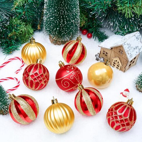 JOIEDOMI 30 Pcs 2.36" Christmas Balls Ornaments Set, Red & Gold Christmas Tree Decorations, Xmas Shatterproof Hanging Balls Ornaments for Christmas Tree Garland Holiday Party Supplies Indoor Decor in Saudi Arabia